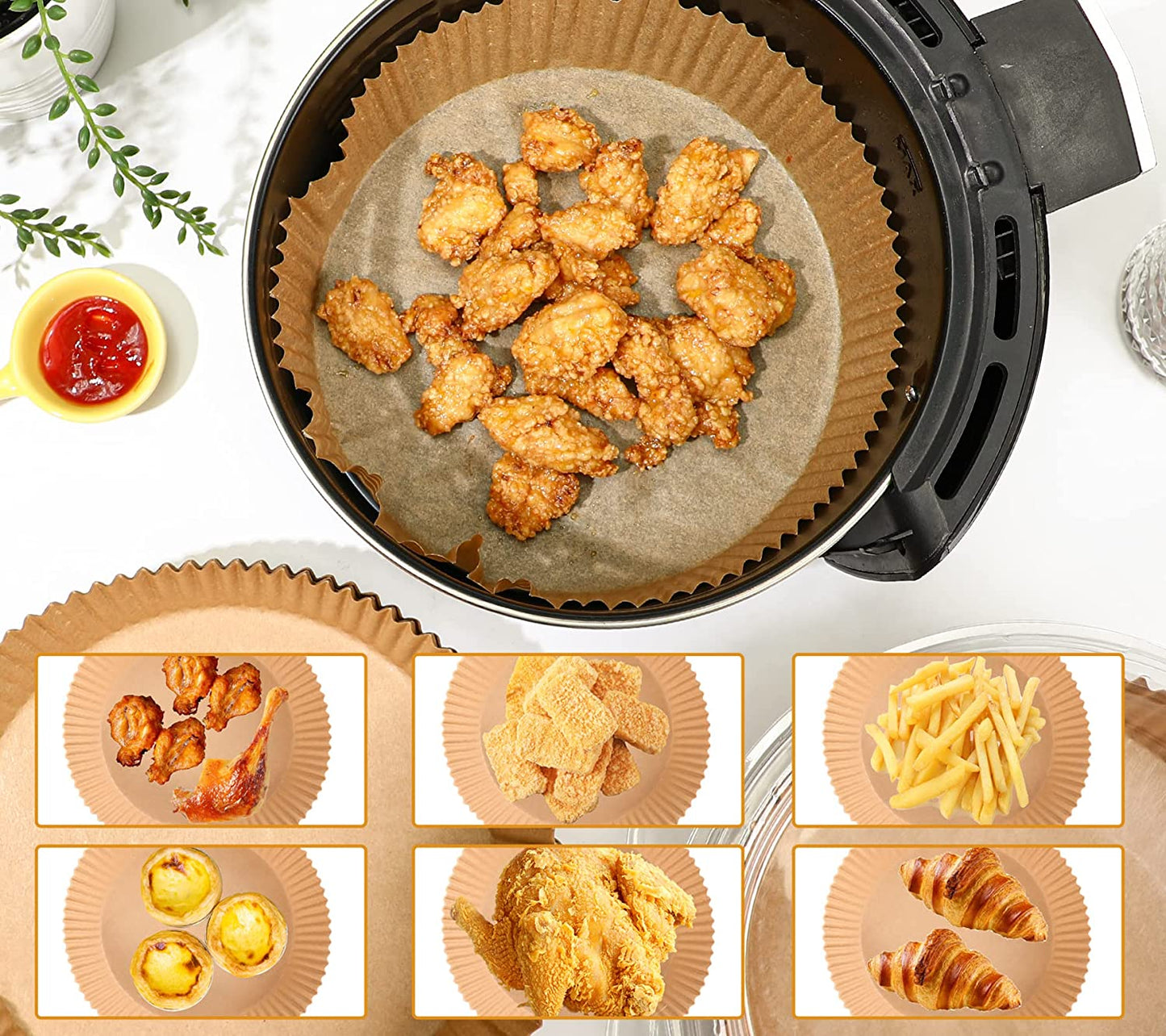 Kitcheniva Disposable Paper Air Fryer Liners 50 Pcs, Pack of 50