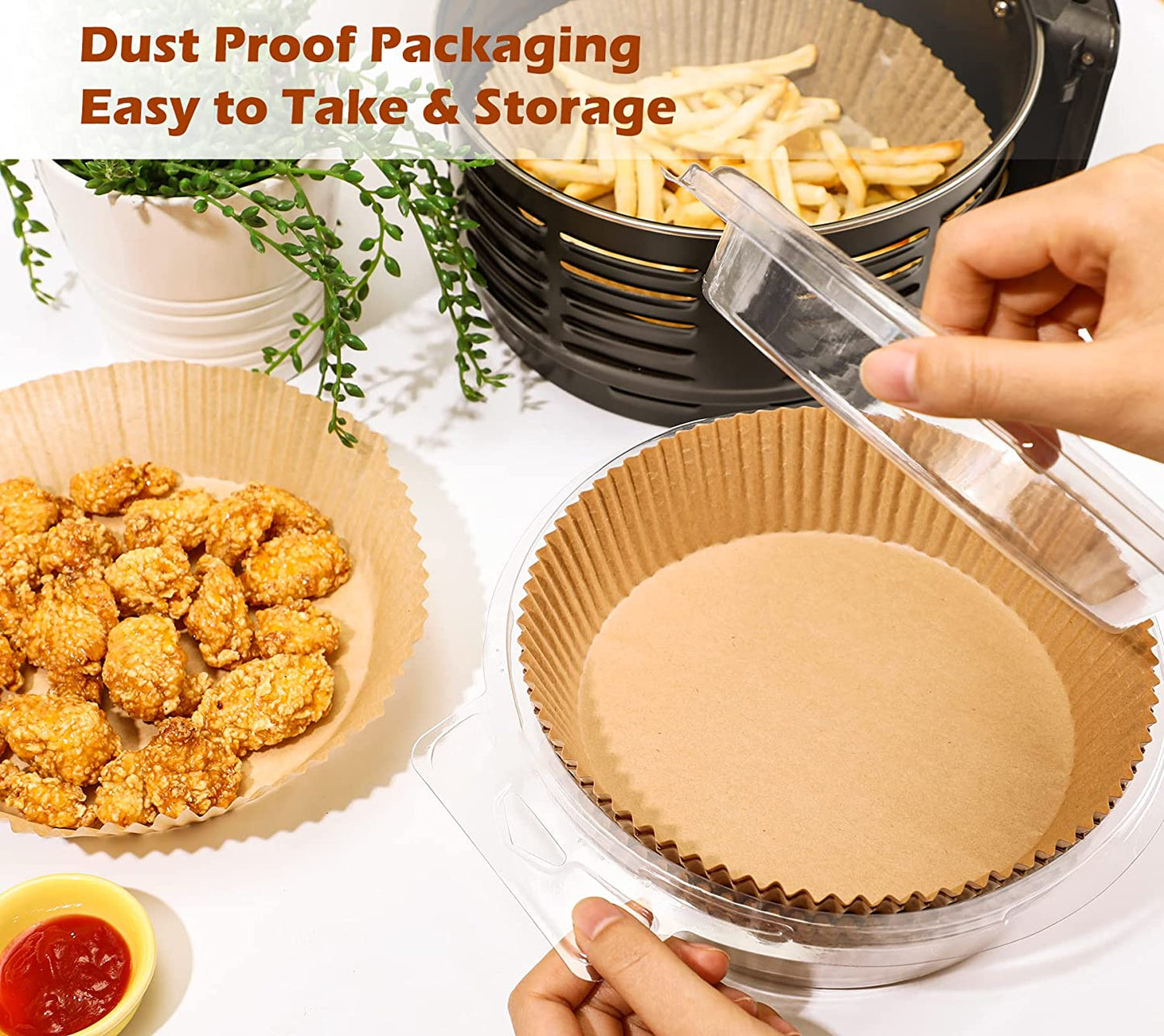 Webake 7.87 Inch 100pcs parchment disposable paper oil-proof water-proof non-stick round air fryer liners