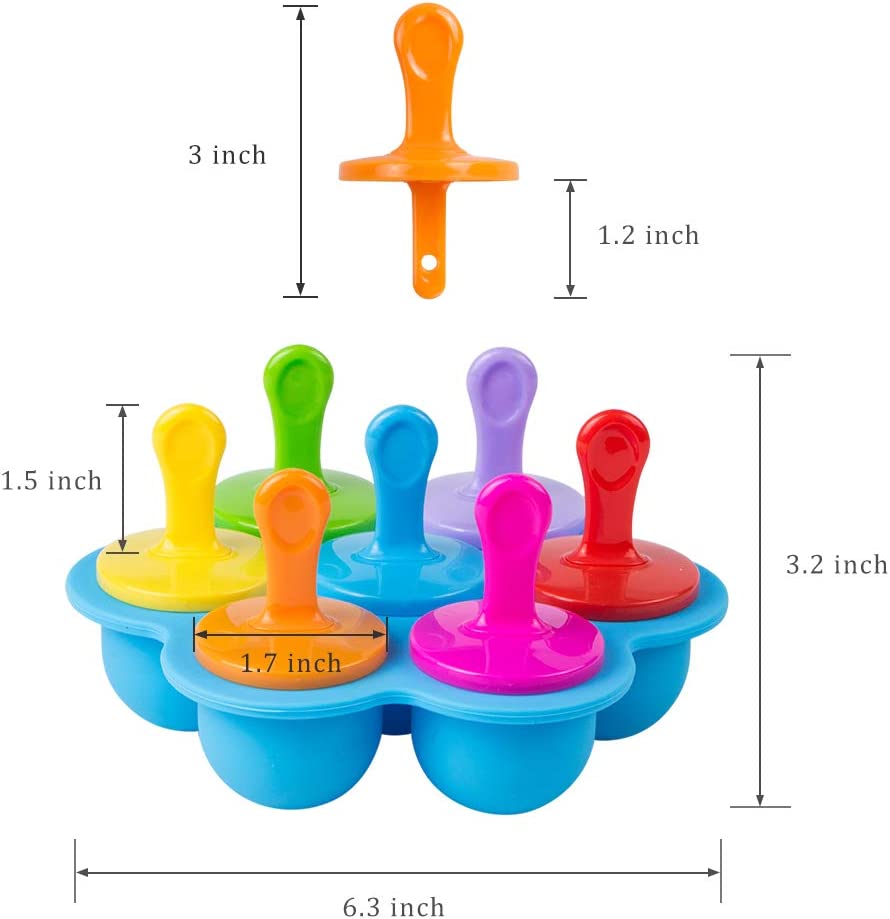 Webake silicone ice cube popsicle molds with 7 Ice pop sticks