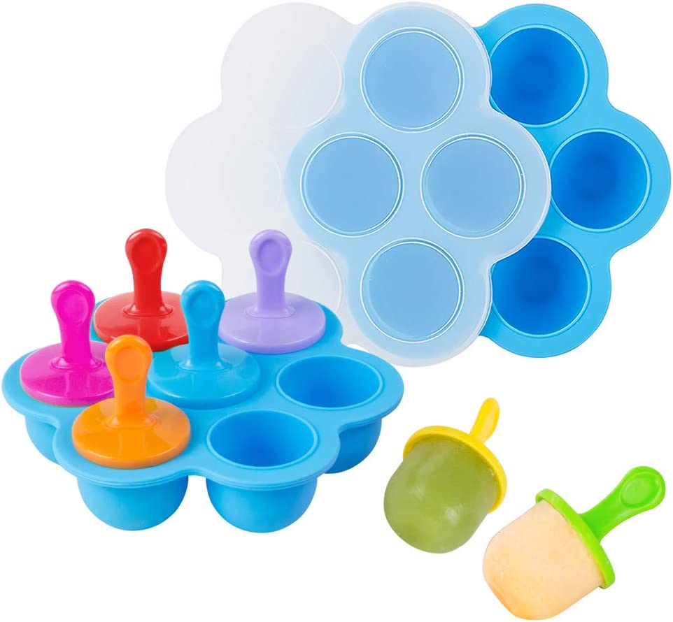 Webake silicone ice cube popsicle molds with 7 Ice pop sticks