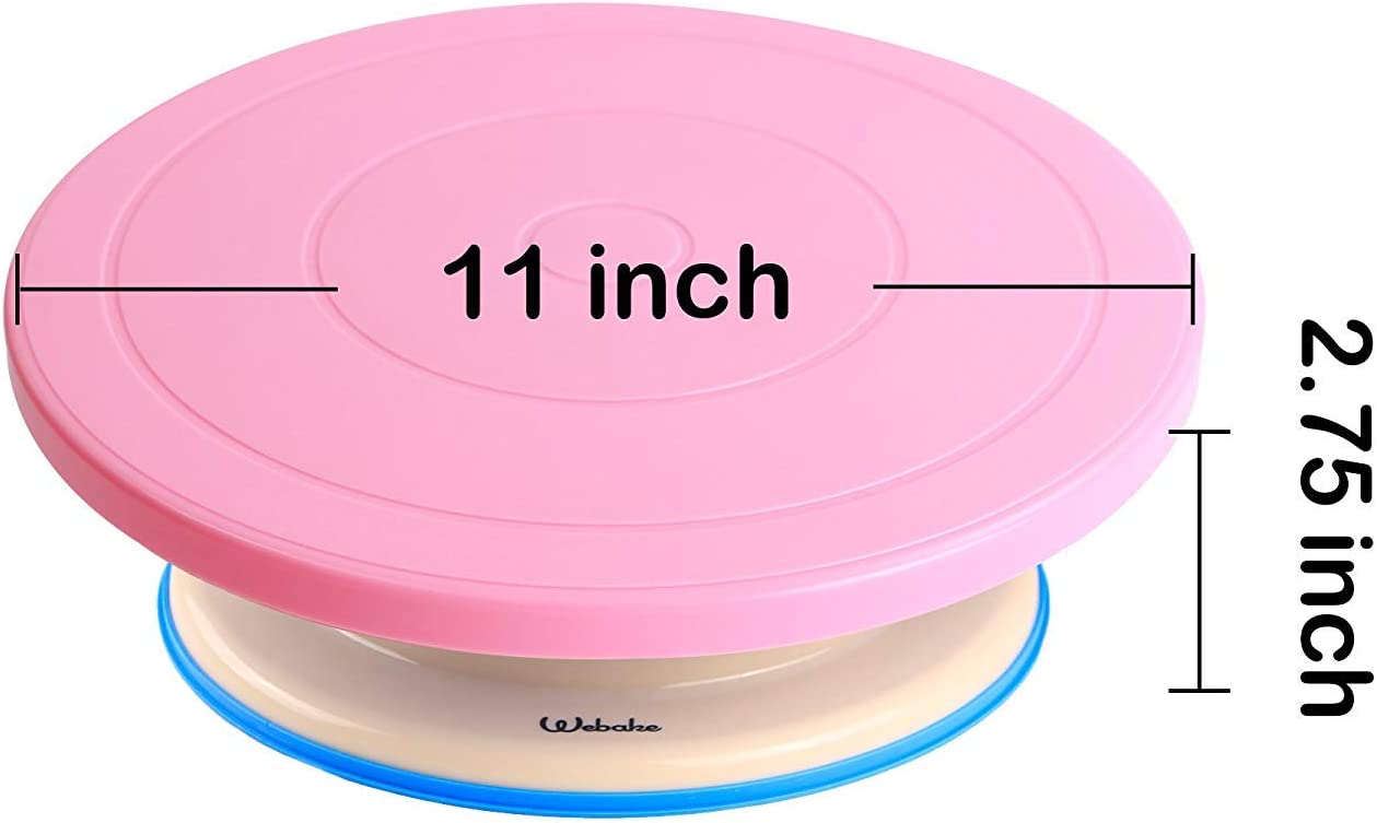 Webake Cake Turntable Non-Slip Rubber Band 11 Inch Rotating Cake Decorating Stand