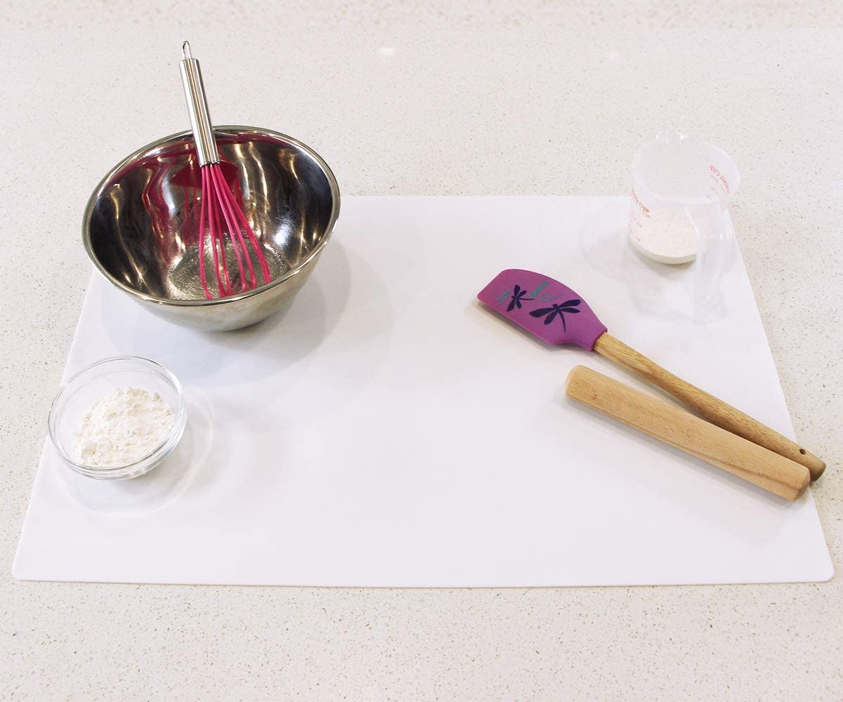 Webake 23.6" x 15.7" nonstick heat resistant countertop large pastry silicone mat (White)