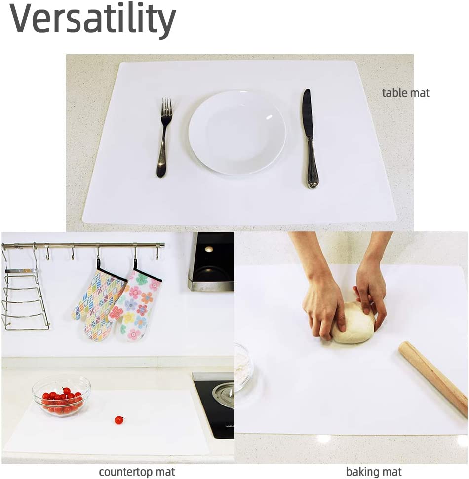 Webake 23.6" x 15.7" nonstick heat resistant countertop large pastry silicone mat (White)