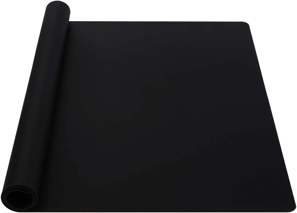 Webake 23.6" x 15.7" nonstick heat resistant silicone counter top protector clear desk mat (Black)