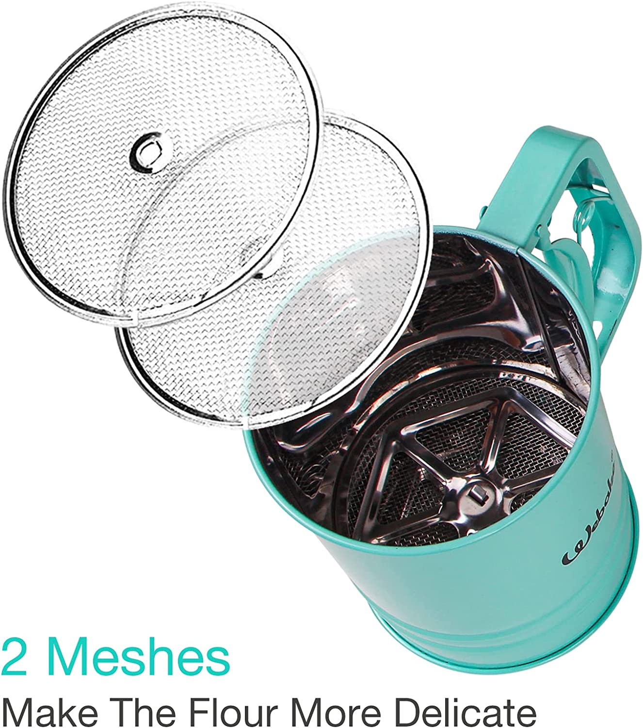 Webake Stainless Steel One-handed Small small Flour Sieve Cocoa Powder Sifter (Green)