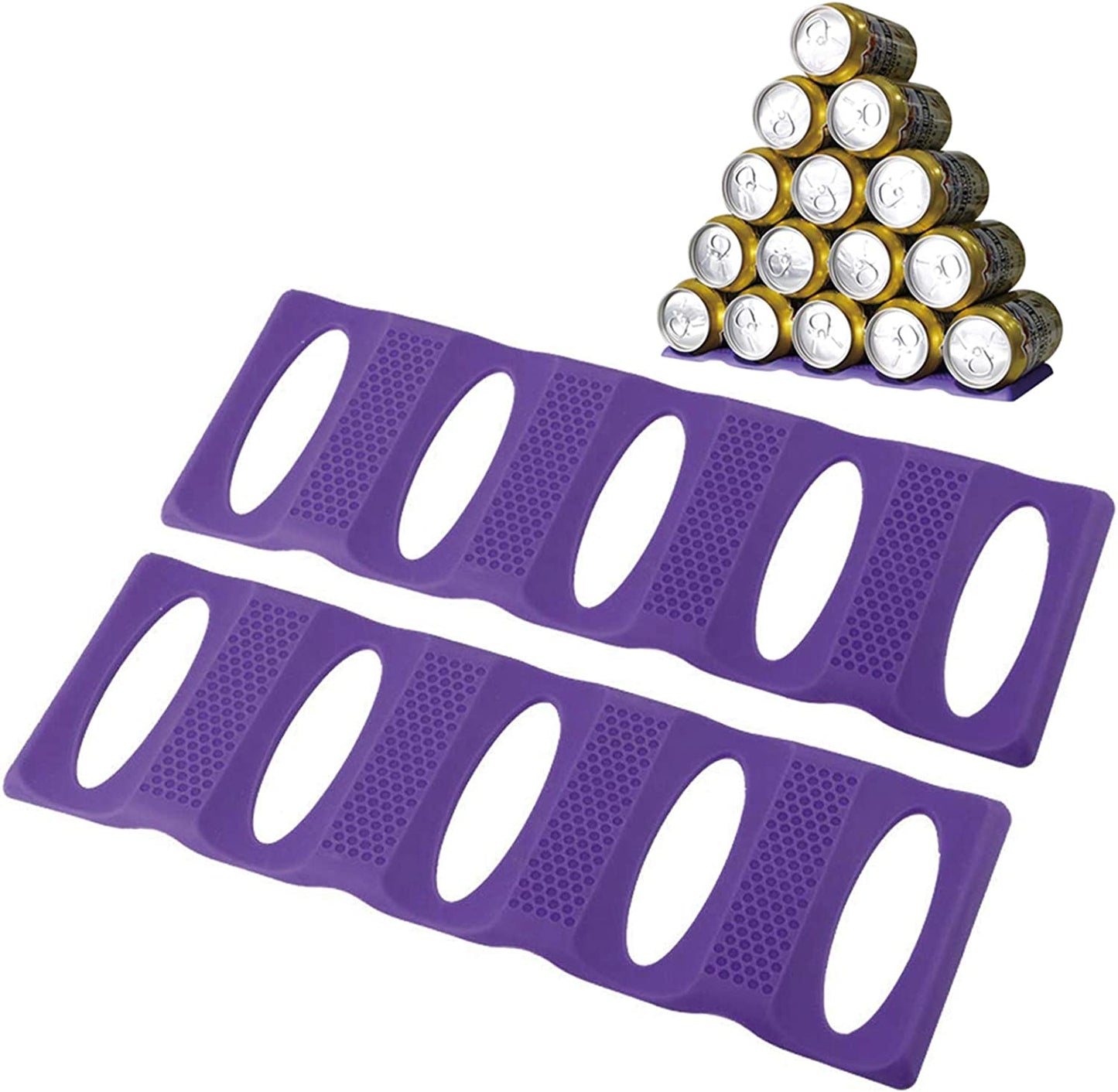 Webake 2 pack fordable silicone fridge pantry countertop can beer stacking holder organizer (Violet)