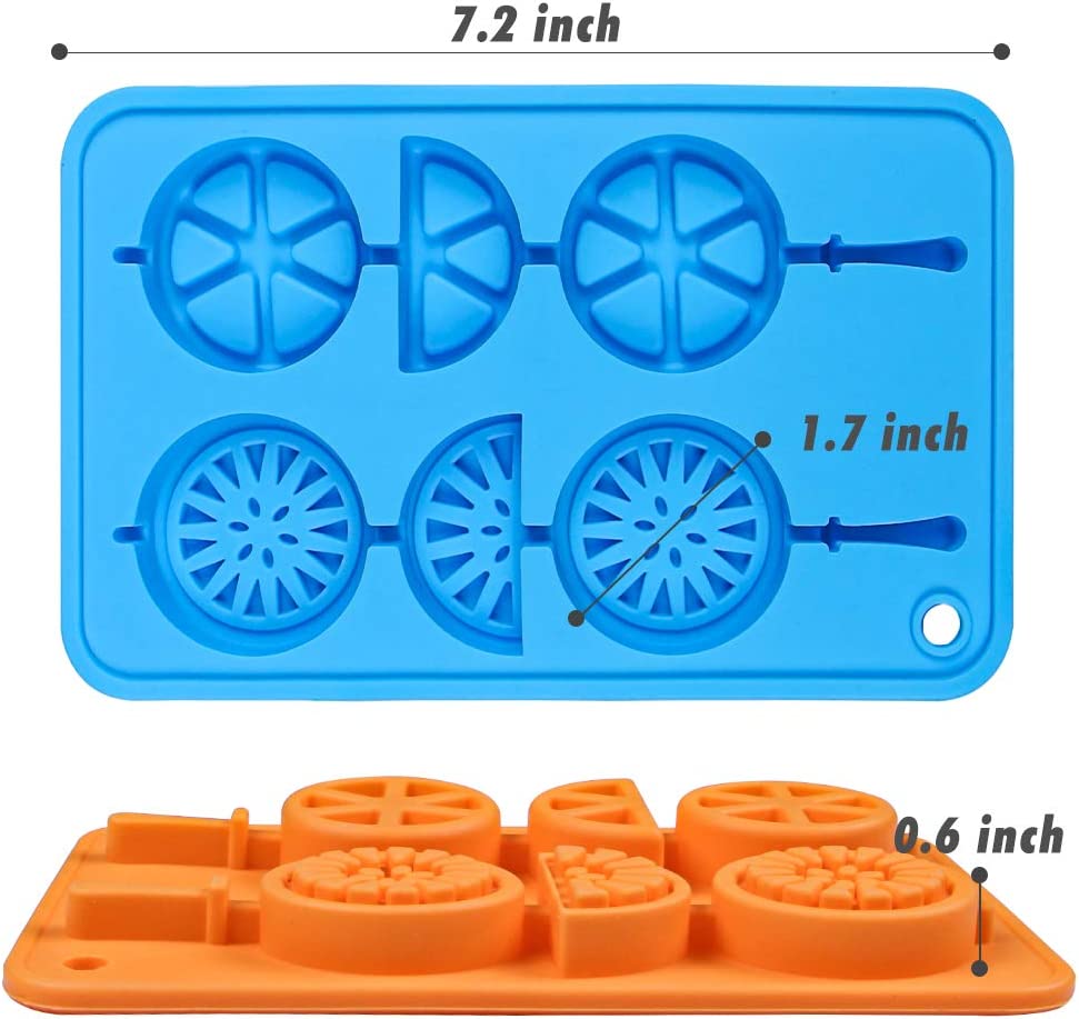 Webake Ice Cube Trays Silicone Fruit Popsicle Lollipop Molds with Reusable Sticks,2 Pack