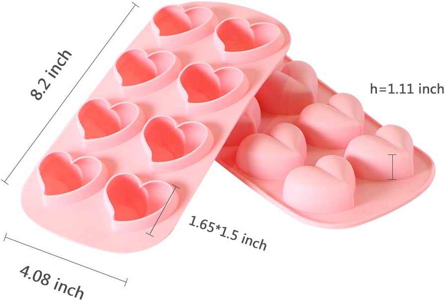 Webake silicone reusable heart shaped ice cube maker trays,Set of 3