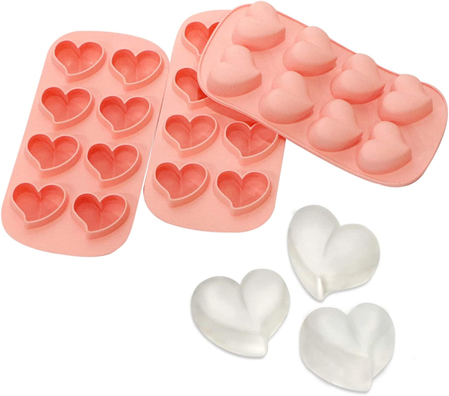 Webake silicone reusable heart shaped ice cube maker trays,Set of 3