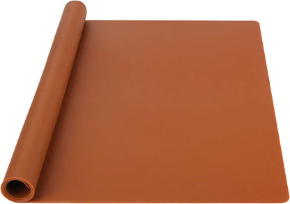 Webake 23.6" x 15.7" nonstick heat resistant countertop large pastry silicone mat (Brown)