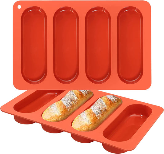 Webake Nonstick Silicone Hot Dog Sandwich Bread Bun Molds (2 Pack)