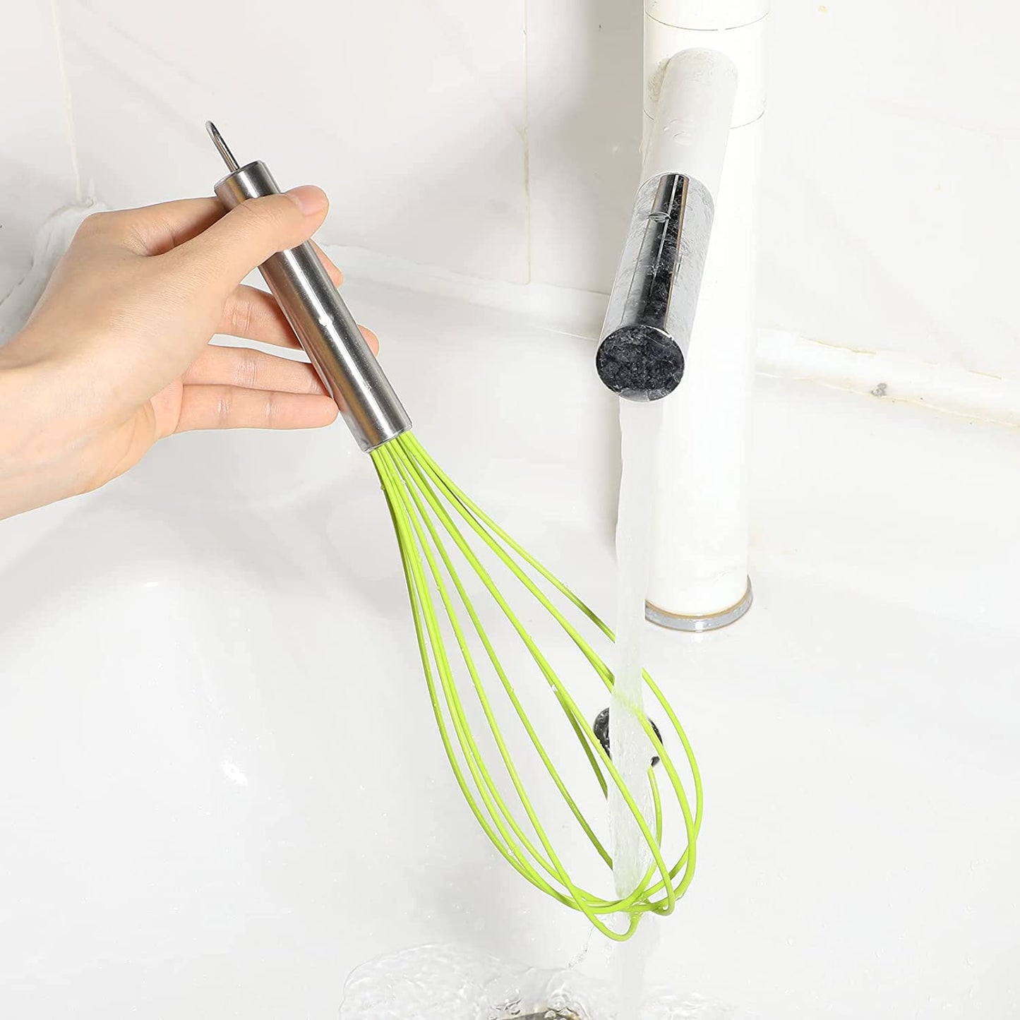 Webake Silicone Heat Resistant Non-Scratch Coated Kitchen Whisks (Set of 4)