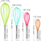 Webake Silicone Heat Resistant Non-Scratch Coated Kitchen Whisks (Set of 4)