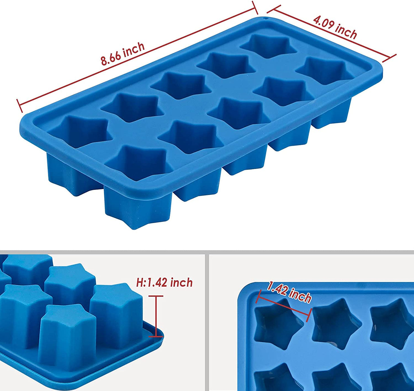 Webake star shaped silicone jelly crayon ice cube molds,Pack of 3