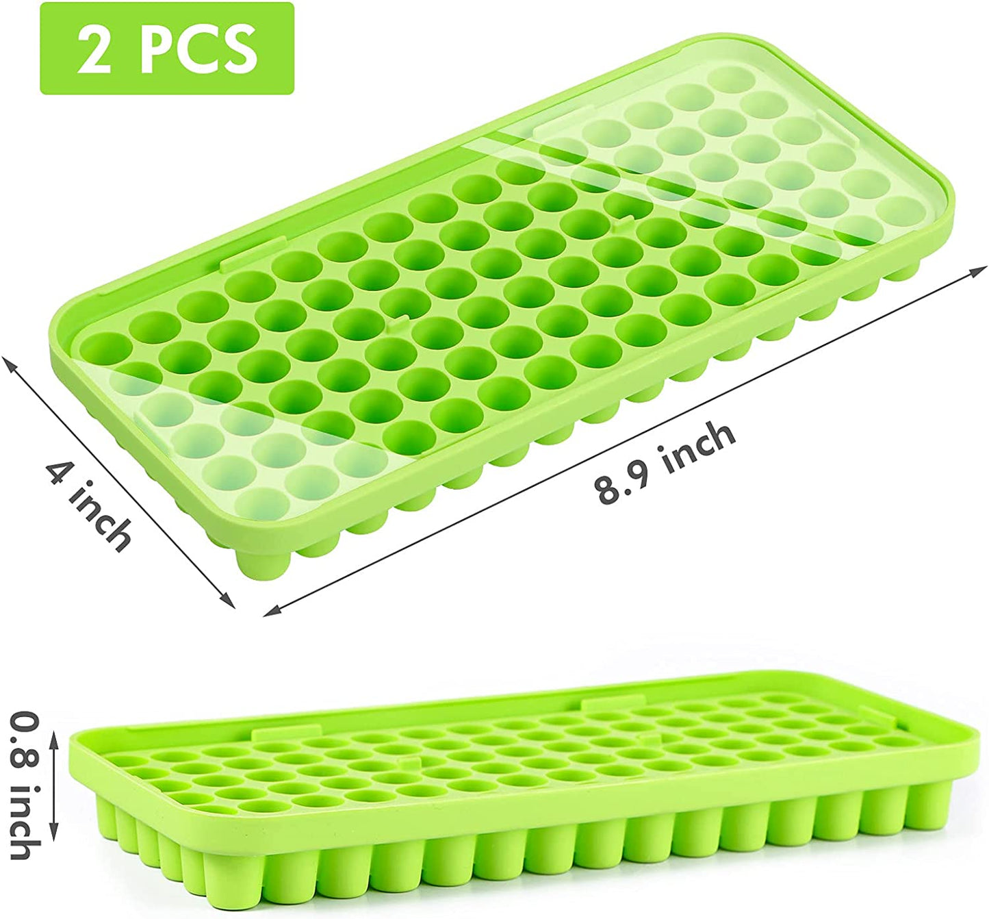 Webake stackable silicone mini tiny 90 grids crushed ice cube nugget molds with Lid,2 Pack
