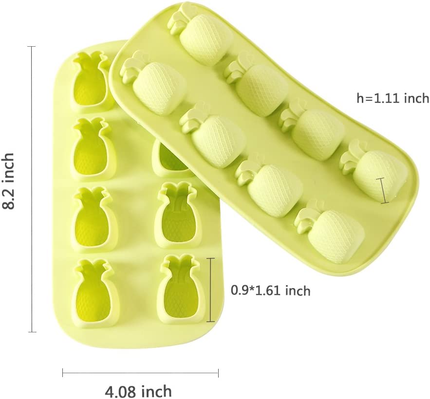 Webake 8 Cavity Pineapple Silicone Ice Cube Molds,Pack of 3
