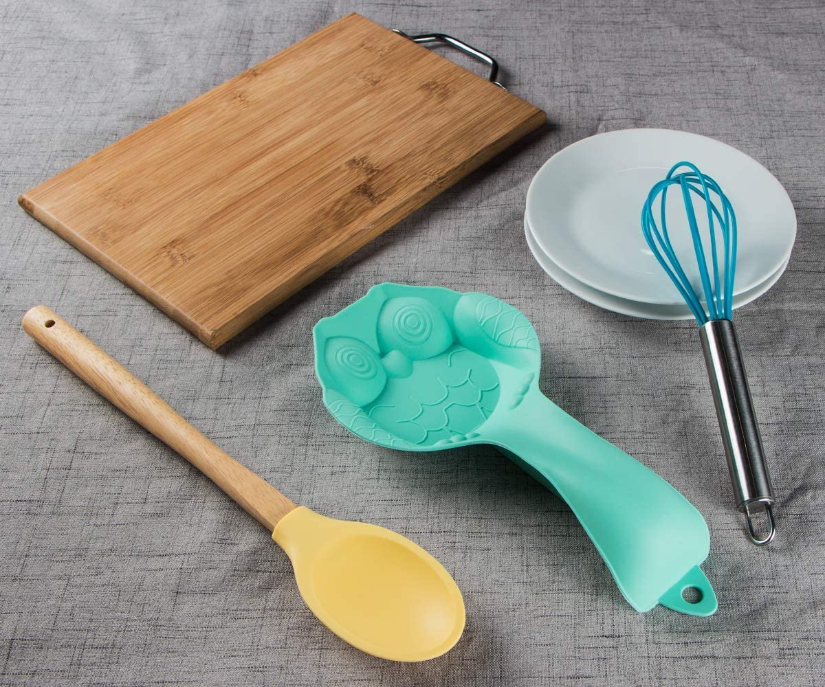 Webake silicone spoon rest owl shape cooking holder (2 Pack)