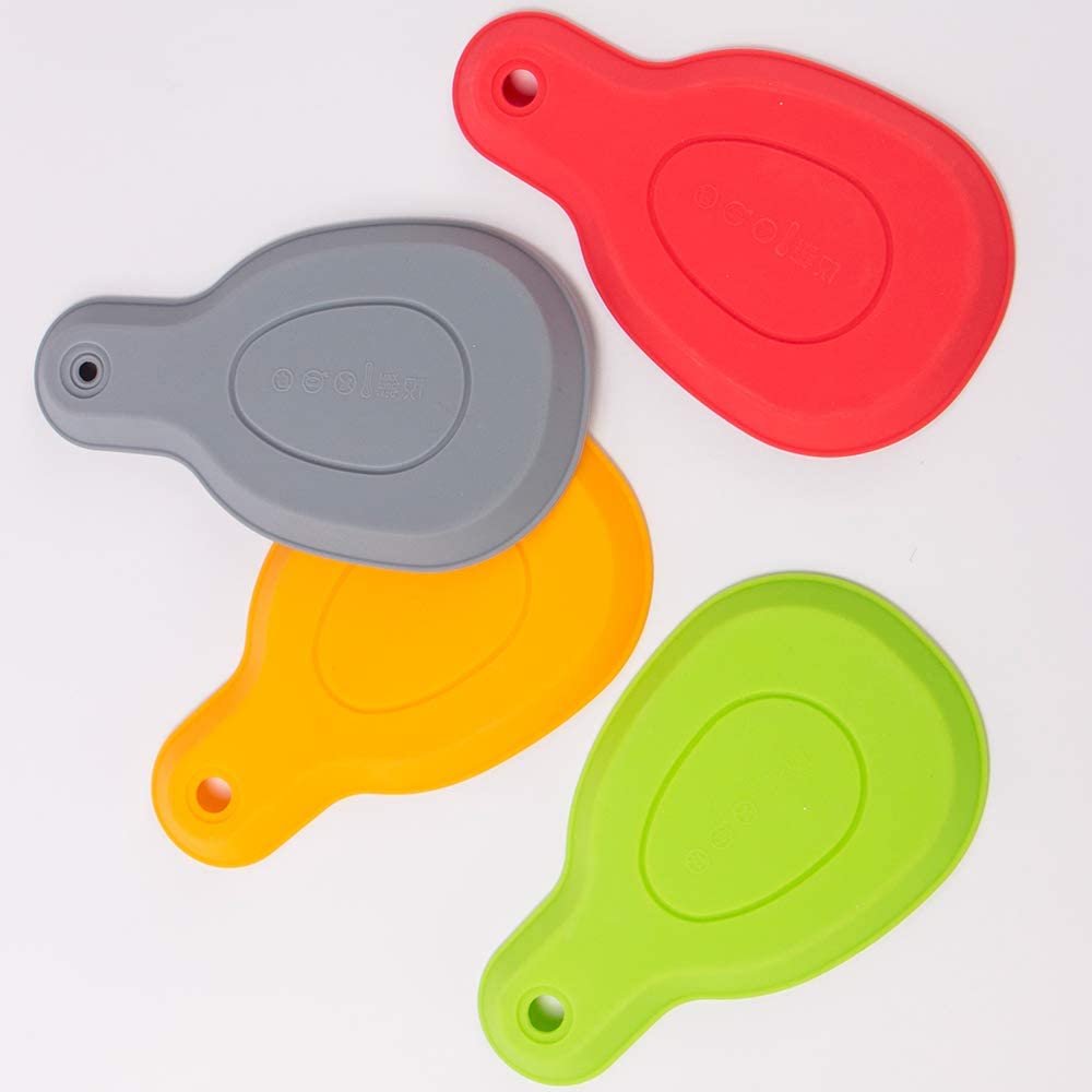 Webake silicone spoon rest kitchen utensils cooking holder,set of 4 (multiple colors)