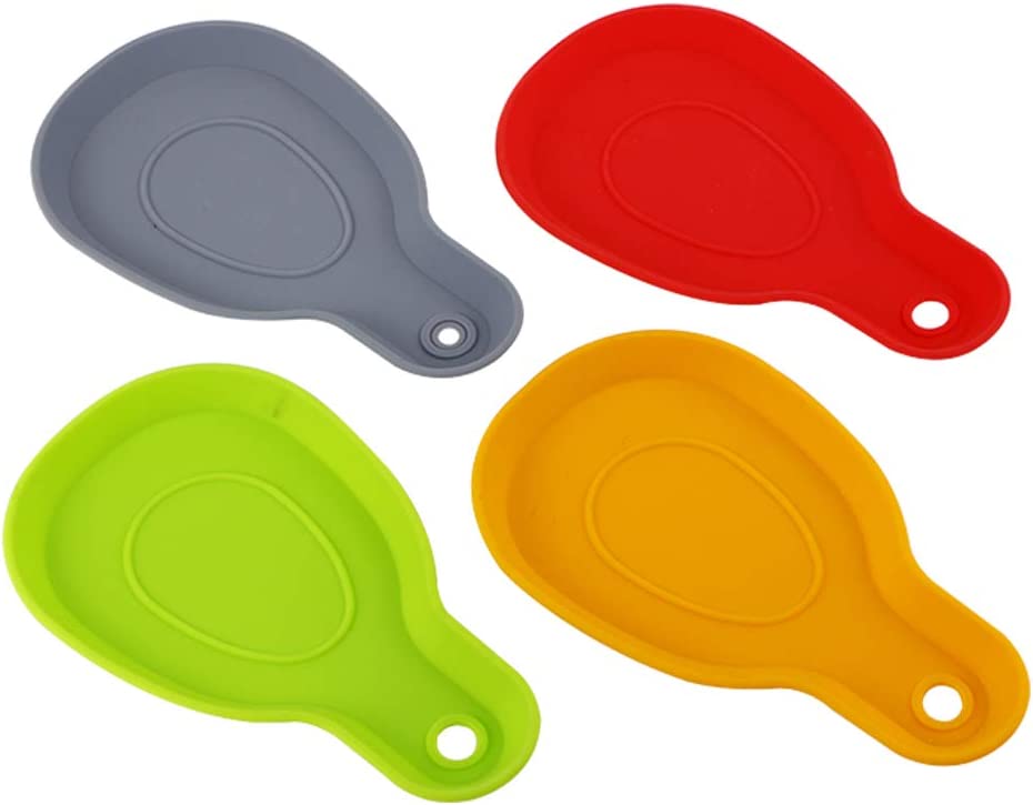 Webake silicone spoon rest kitchen utensils cooking holder,set of 4 (multiple colors)