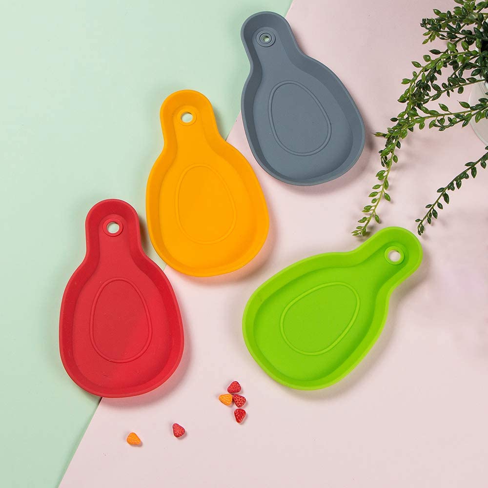 Webake silicone spoon rest kitchen utensils cooking holder,set of 4 (multiple colors)