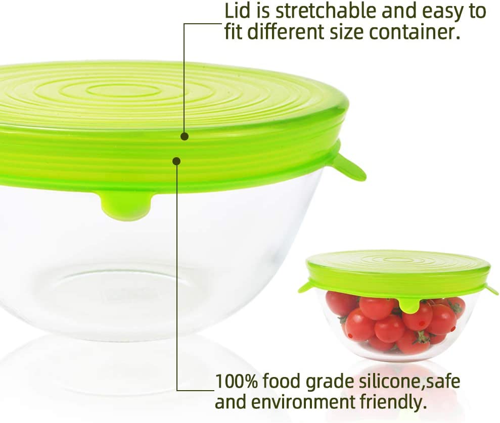 Webake 12 pack silicone durable and reusable expandable stretch lids (2.6" to 8.3")