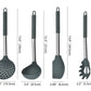Webake Stainless Steel Handle Silicone Non Stick Kitchen Utensil Set With Holder