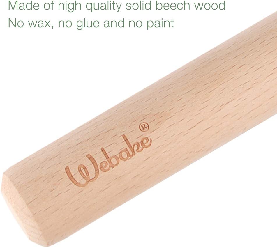 Webake 12 inch dough roller Wood rolling pin and tart tamper set