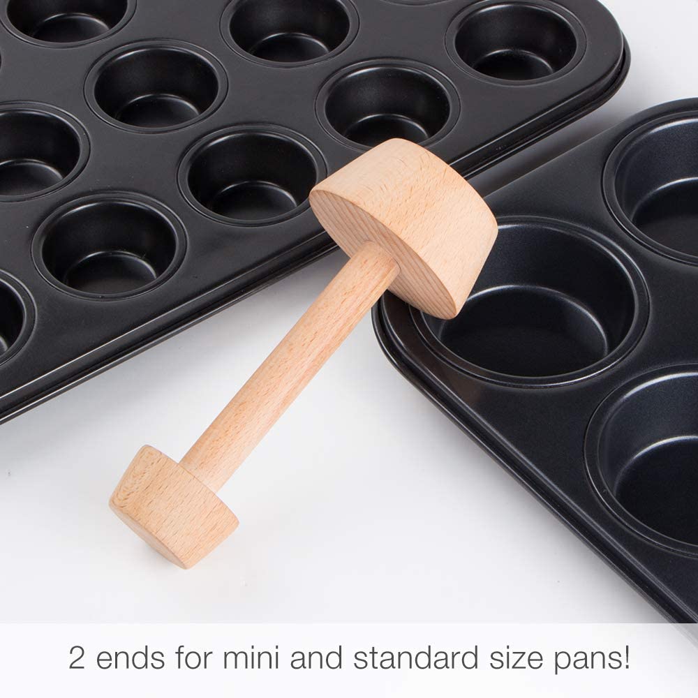 Webake 12 inch dough roller Wood rolling pin and tart tamper set