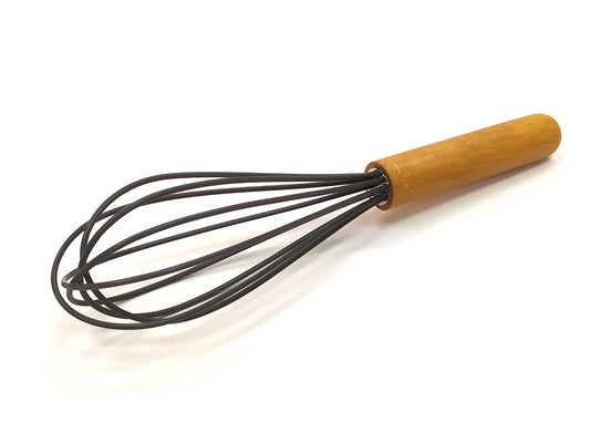 Webake Wooden Handle Non-Stick Silicone Cooking Balloon Whisk (9.37"x2.44")