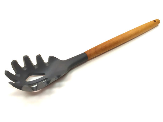 Webake Wooden Handle Non-Stick Silicone Strainer Spoon (12.2"x2.44")