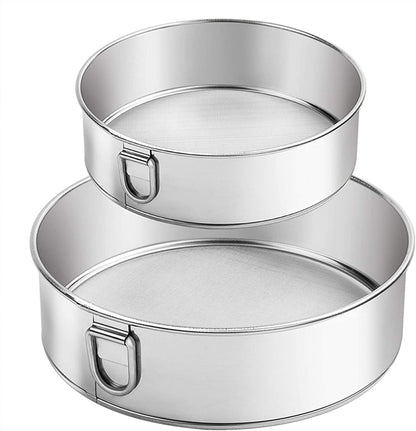 Webake 6-Inch 8-Inch Stainless Steel Sifter Round Flour Sieves Fine Mesh Strainer,Set of 2 (Golden)