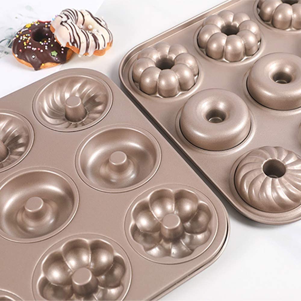 Webake 12 Cavity fluted flower shape non-stick steel donut pan