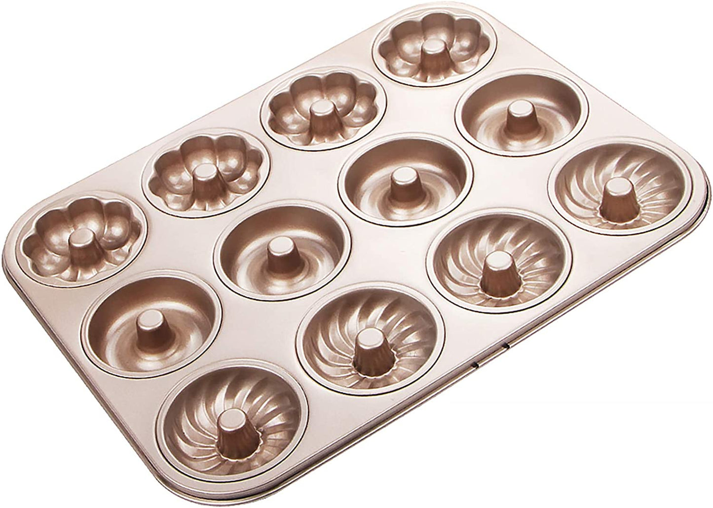 Webake 12 Cavity fluted flower shape non-stick steel donut pan