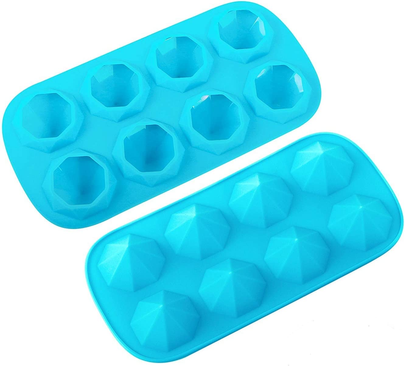 Webake diamond shape 8 cavity wax resin reusable silicone ice cube mold,2 Pack