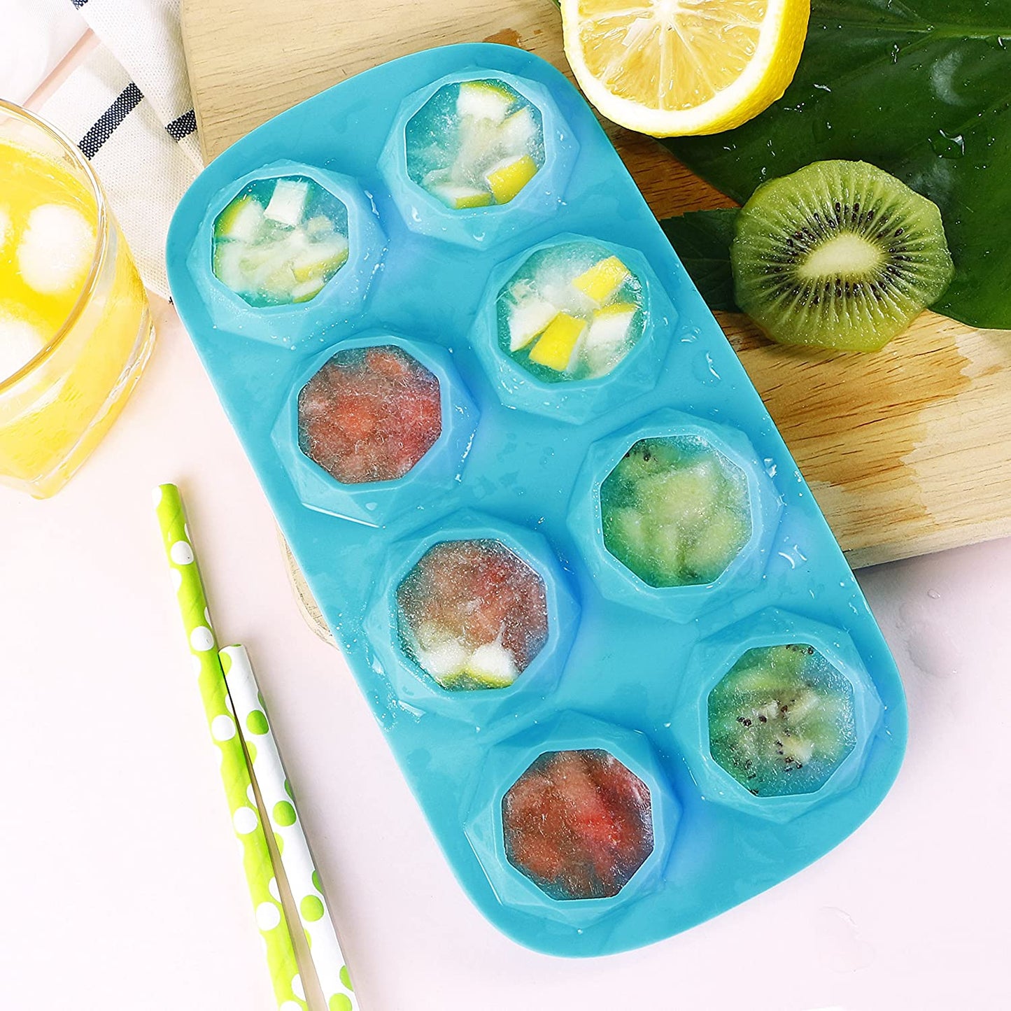 Webake diamond shape 8 cavity wax resin reusable silicone ice cube mold,2 Pack