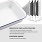 Webake enamelware 9x13 oblong cake baking dish lasagna pan food containers solid white with blue rim