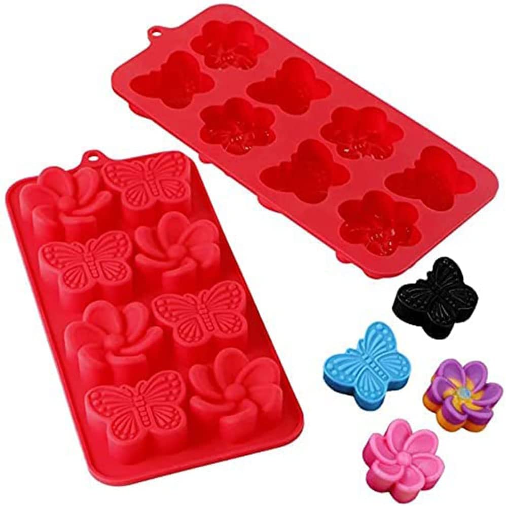 Webake flower silicone butterfly jelly resin candy chocolate mold,Pack of 2