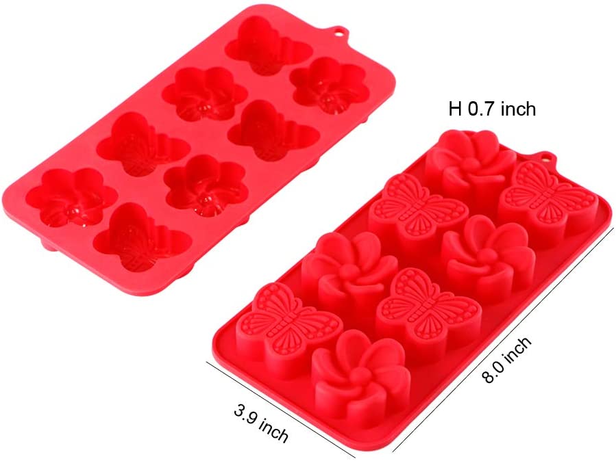 Webake flower silicone butterfly jelly resin candy chocolate mold,Pack of 2