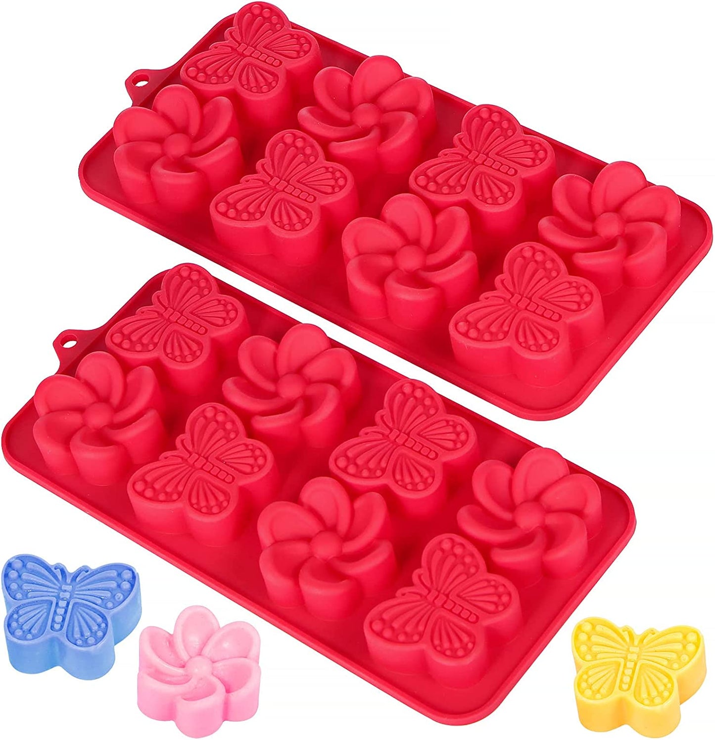 Webake flower silicone butterfly jelly resin candy chocolate mold,Pack of 2