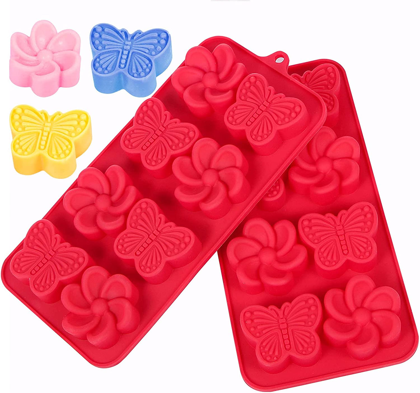 Webake flower silicone butterfly jelly resin candy chocolate mold,Pack of 2