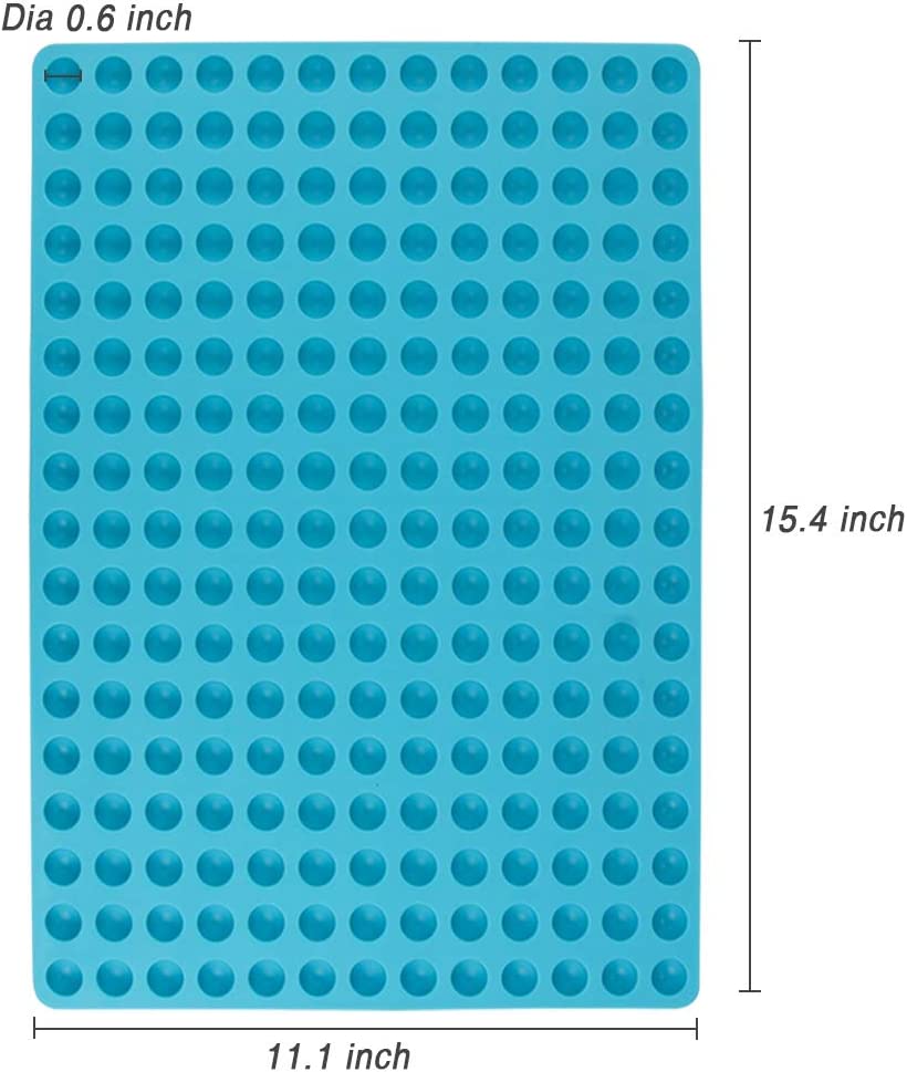 Webake mini round silicone semi sphere 221 cavity blue dia 0.6 inch baking mat gummy candy molds