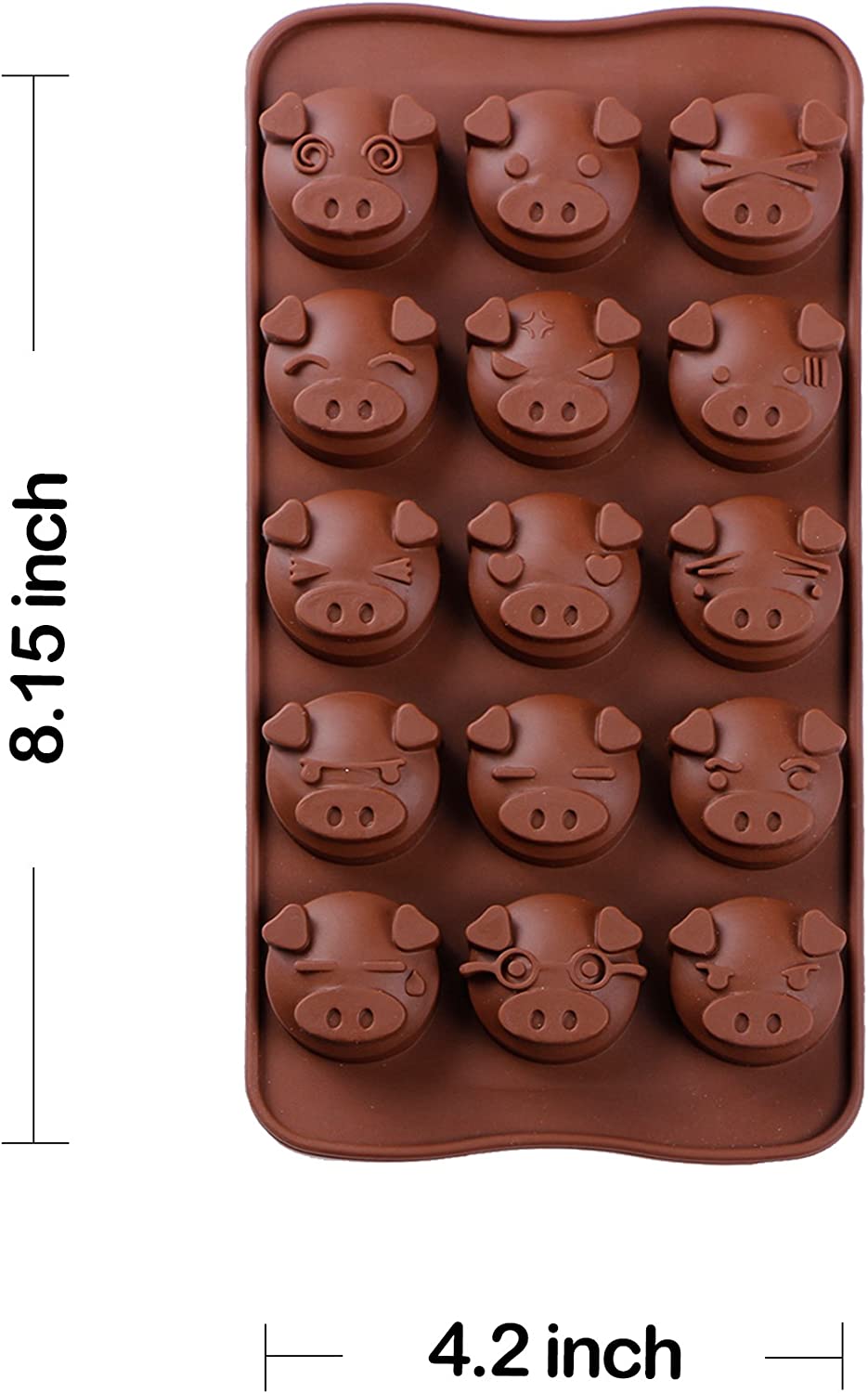 Webake silicone piggy face chocolate hard candy molds,Pack of 2