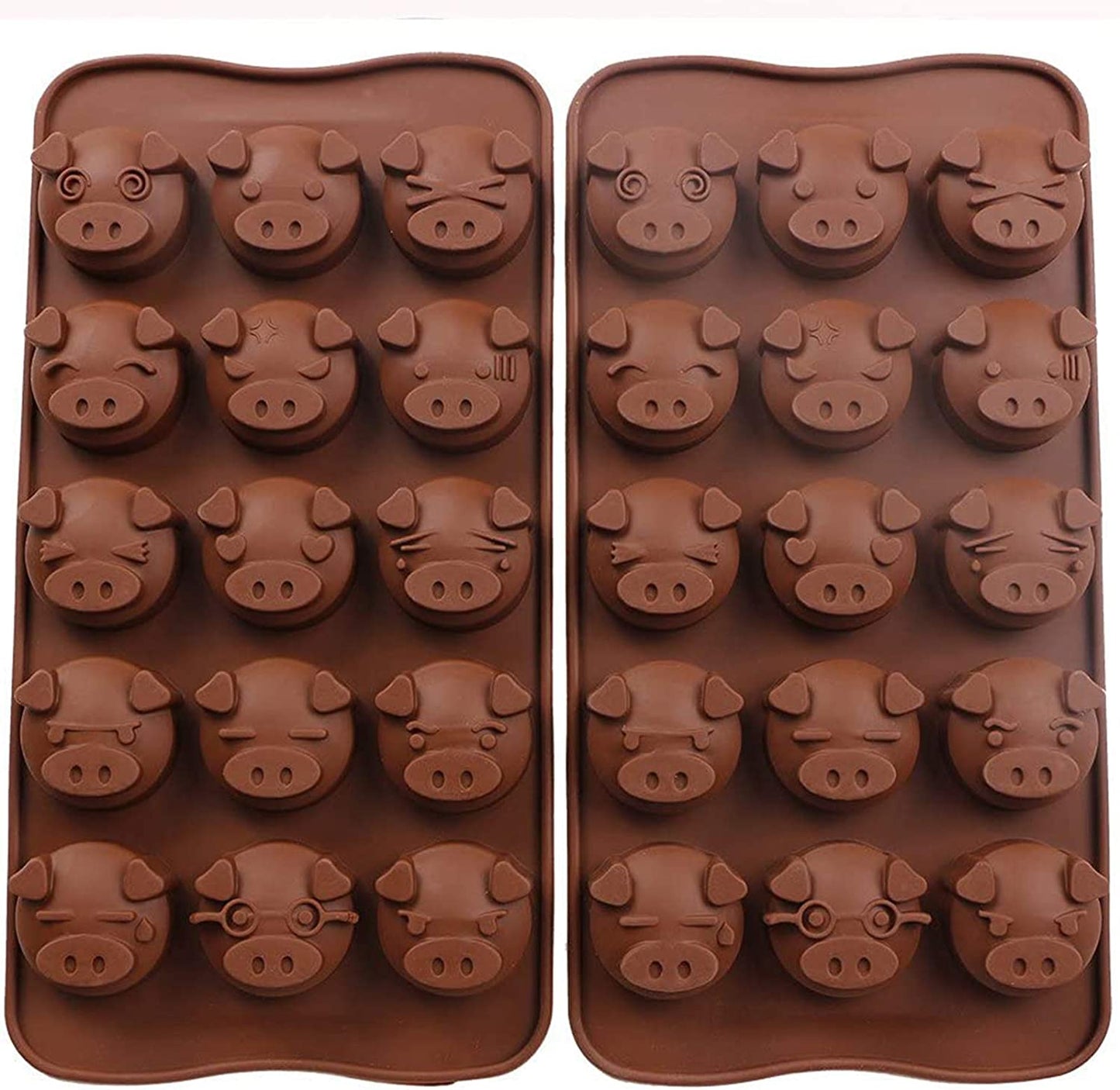 Webake silicone piggy face chocolate hard candy molds,Pack of 2