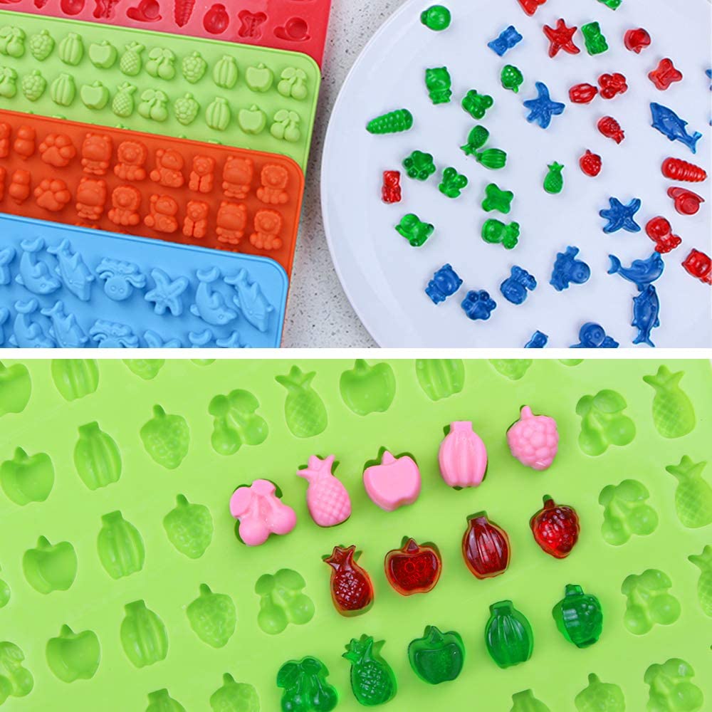 Silicone Candy Gummy Bear Molds - Chocolate Molds Including Bears, Frogs,  Lions, Monkeys, Penguins Gummie Molds Premium Silicone BPA Free, Pack of 4