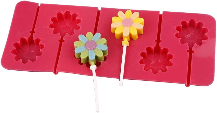 Webake silicone lollipop 2 pack hard candy flower shaped easy release candy chocolate molds (European food grade)