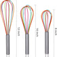 Webake silicone rainbow color whisk hand wire balloon wisks 8 inch 10 Inch 12 inch,Set of 4