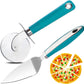 Webake stainless steel pizza slicer pie cake cutter wheel serve set with non-slip green handle