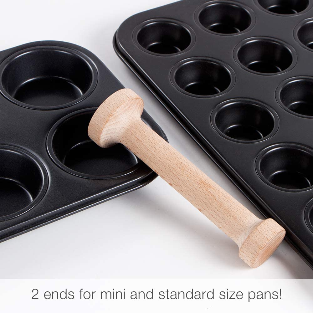 Webake wood tart tamper with Rolling pin for mini cheesecake pan