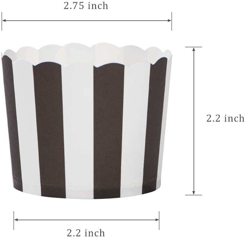 Webake 6oz non-stick black stripe paper muffin case cupcake baking mold,set of 25