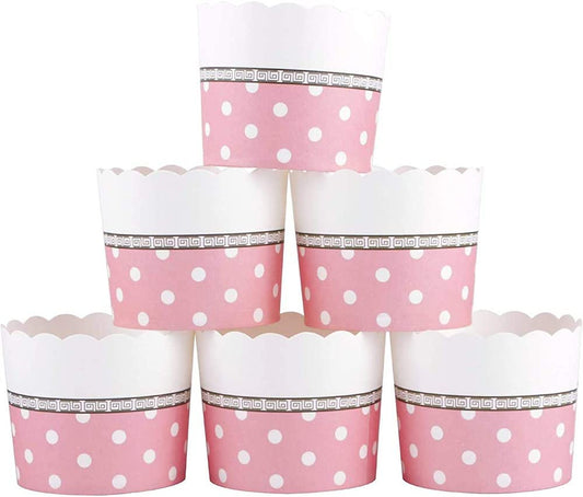 Webake 6oz larger paper wedding cupcake muffin pink baking cake mold,Set of 25